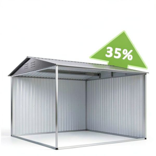 Outdoor Storage Shed 10x10 FT Grey Metal Garden Tool Shed by DAUSOLA-4