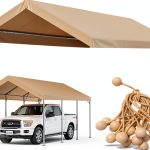 10'x20' Upgraded Carport Canopy Cover by Vanteriam Beige Top Shelter-0