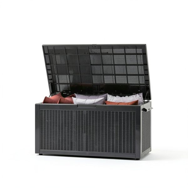 320 Gallon Outdoor Storage Box Waterproof Lockable Resin Deck Box Large, Patio Storage Bin for Pool Accessories Cushion Furniture, Garden Tools, UV-Resistant Outside Delivery Grey-6
