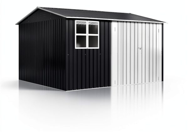 Outdoor Storage Shed 10x10 FT Grey Metal Garden Tool Shed by DAUSOLA-8