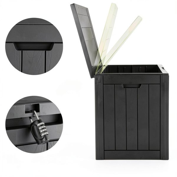 YITAHOME 30 Gallon Deck Box Storage Waterproof Resin Lockable Black-3