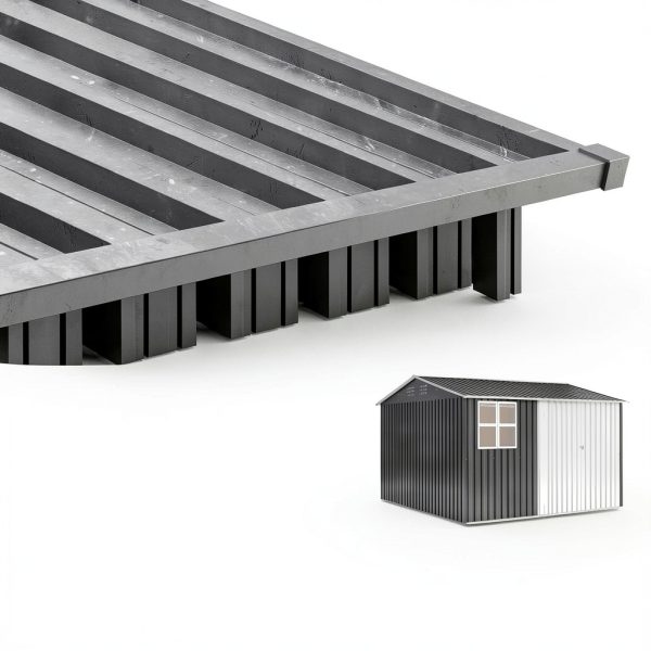 Outdoor Storage Shed 10x10 FT Grey Metal Garden Tool Shed by DAUSOLA-6