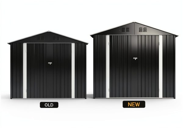 Polar Aurora Outdoor Storage Shed 8x12 FT Metal Garden Shed Black-3