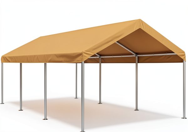 10'x20' Upgraded Carport Canopy Cover by Vanteriam Beige Top Shelter-3