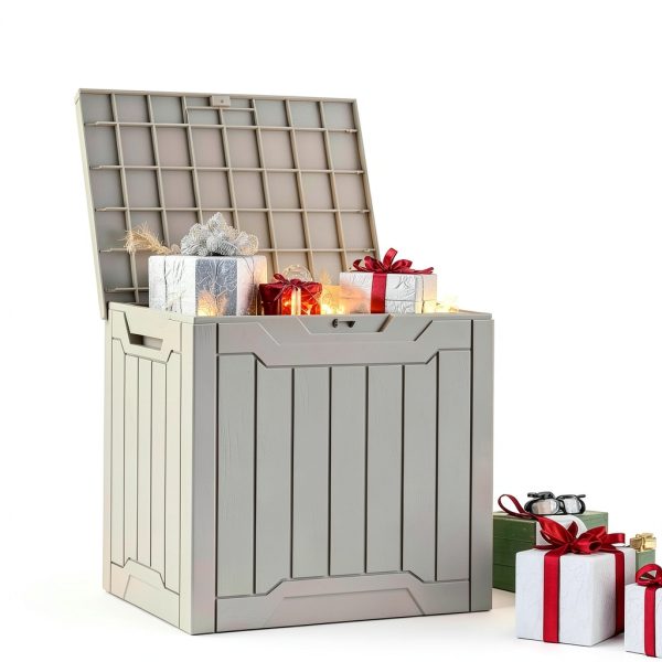 YITAHOME 31 Gallon Outdoor Storage Deck Box Taupe Resin Waterproof-1