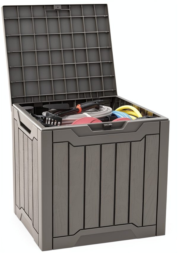 YITAHOME 31 Gallon Outdoor Storage Deck Box Taupe Resin Waterproof-0