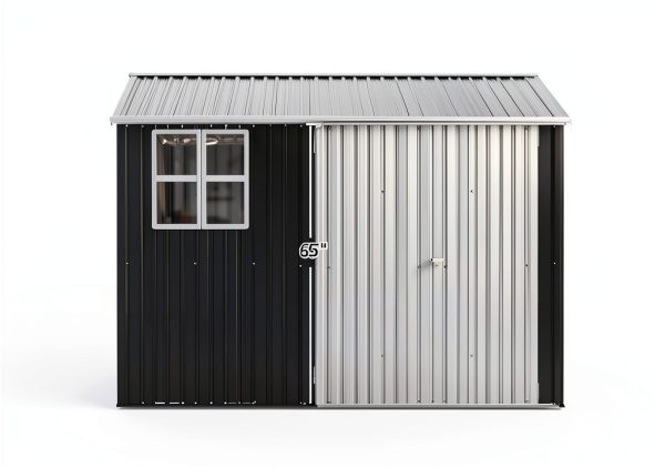 Outdoor Storage Shed 10x10 FT Grey Metal Garden Tool Shed by DAUSOLA-5
