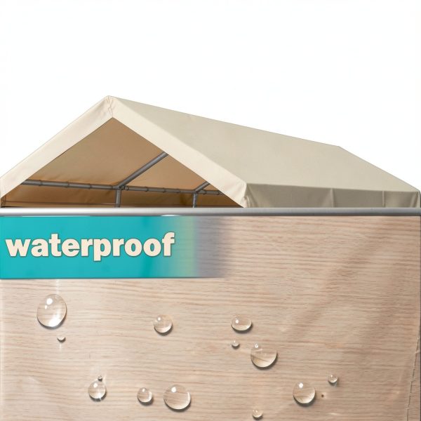10'x20' Upgraded Carport Canopy Cover by Vanteriam Beige Top Shelter-1