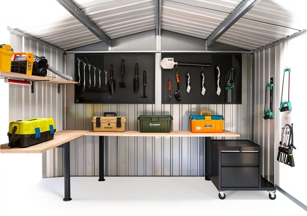 Polar Aurora Outdoor Storage Shed 8x12 FT Metal Garden Shed Black-2