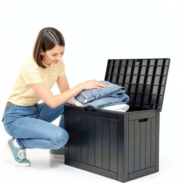 YITAHOME 30 Gallon Deck Box Storage Waterproof Resin Lockable Black-4