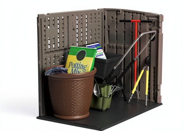 Suncast Outdoor Storage Shed 4x2.5 Stoney Grey Resin Cabinet-6