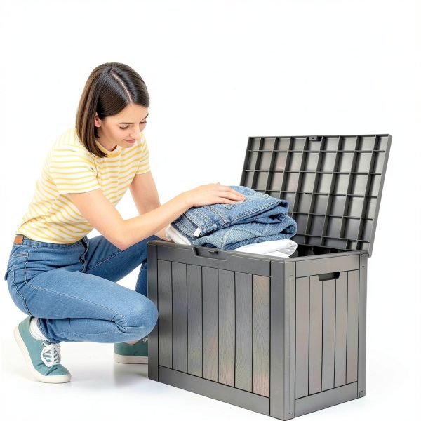 YITAHOME 31 Gallon Outdoor Storage Deck Box Taupe Resin Waterproof-8