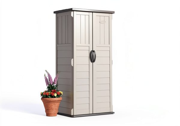 Suncast Vertical Outdoor Storage Shed - Resin, Vanilla Finish-8
