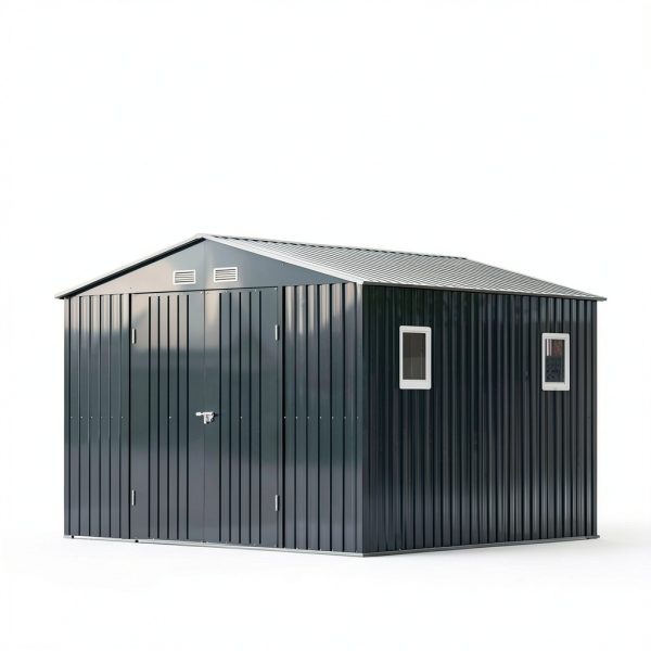 Outdoor Storage Shed BreezZ 10x10 NightBlue Metal Utility Tool Shed-3