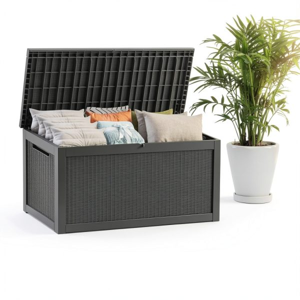TARKARI 320 Gallon Lockable Deck Box Black Waterproof UV-Resistant-4