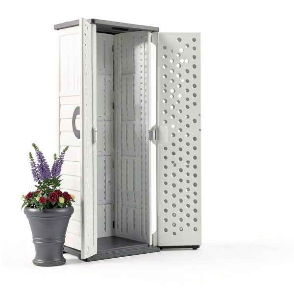 Suncast Vertical Outdoor Storage Shed - Resin, Vanilla Finish-2