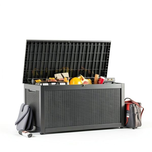 TARKARI 320 Gallon Lockable Deck Box Black Waterproof UV-Resistant-5