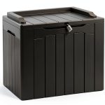 Outdoor Storage Box Greesum 31 Gallon Deck Box Dark Black Waterproof-0
