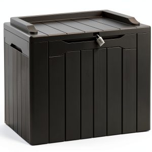 Outdoor Storage Box Greesum 31 Gallon Deck Box Dark Black Waterproof-0
