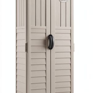 Suncast Vertical Outdoor Storage Shed - Resin, Vanilla Finish-0
