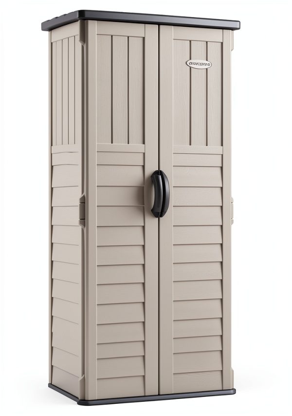Suncast Vertical Outdoor Storage Shed - Resin, Vanilla Finish-0