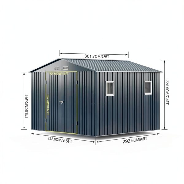 Outdoor Storage Shed BreezZ 10x10 NightBlue Metal Utility Tool Shed-2