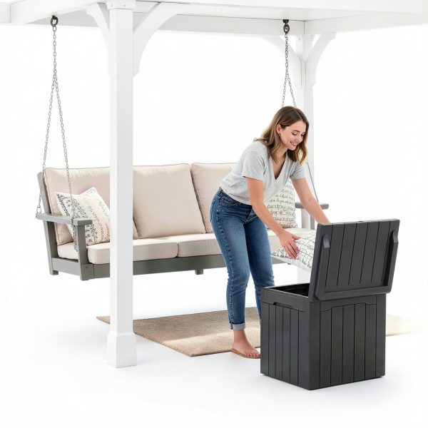 Outdoor Storage Box Greesum 31 Gallon Deck Box Dark Black Waterproof-1