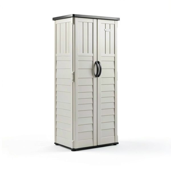 Suncast Vertical Outdoor Storage Shed - Resin, Vanilla Finish-5