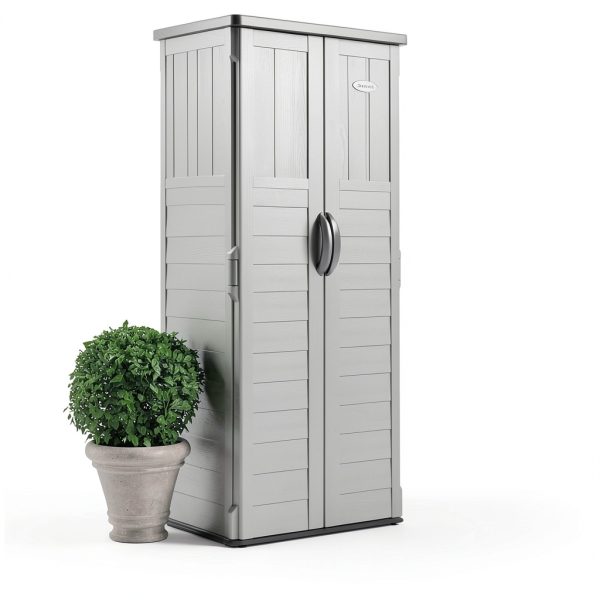 Suncast Vertical Outdoor Storage Shed - Resin, Vanilla Finish-1
