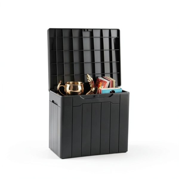 Outdoor Storage Box Greesum 31 Gallon Deck Box Dark Black Waterproof-3