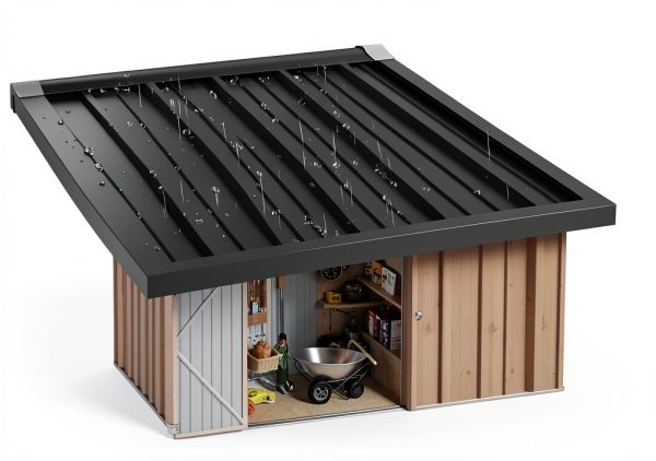 Aoxun 6.2x4 FT Shed Outdoor Storage Shed with Lockable Doors & Slooping Roof Metal Garden Tool Shed for Backyard, Patio, Poolside (Brown)-3