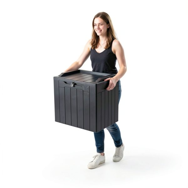Outdoor Storage Box Greesum 31 Gallon Deck Box Dark Black Waterproof-2