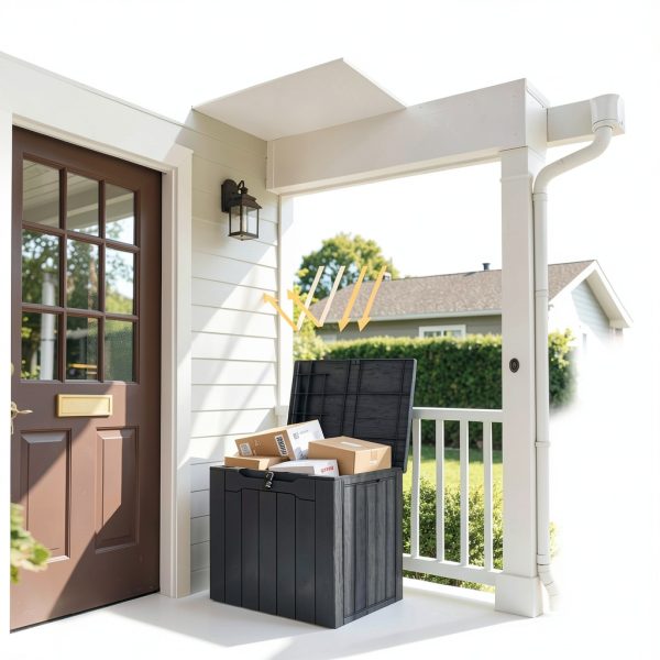 Outdoor Storage Box Greesum 31 Gallon Deck Box Dark Black Waterproof-5