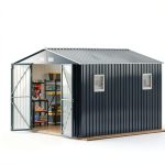 Outdoor Storage Shed BreezZ 10x10 NightBlue Metal Utility Tool Shed-0