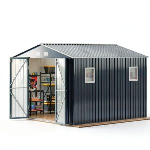 Outdoor Storage Shed BreezZ 10x10 NightBlue Metal Utility Tool Shed-0