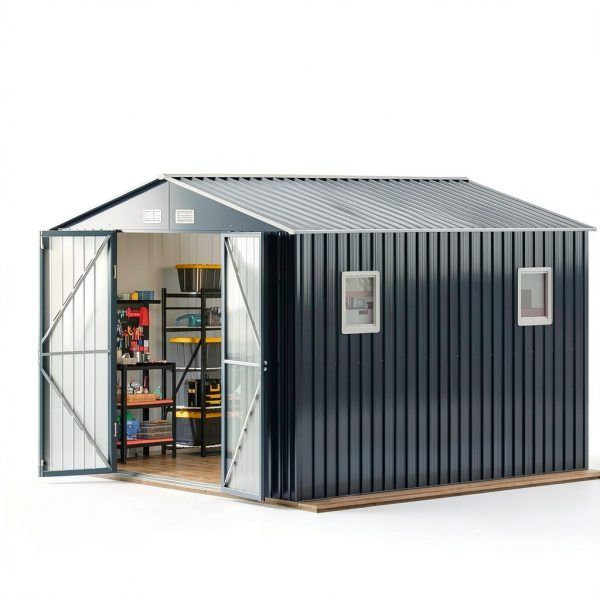Outdoor Storage Shed BreezZ 10x10 NightBlue Metal Utility Tool Shed-0