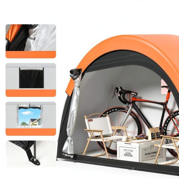 Bike Tent with Rain Cover by PZT Storage Shed Orange 79x32x65in-5