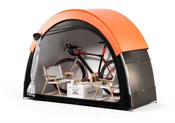 Bike Tent with Rain Cover by PZT Storage Shed Orange 79x32x65in-2
