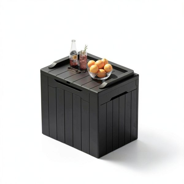 Outdoor Storage Box Greesum 31 Gallon Deck Box Dark Black Waterproof-4