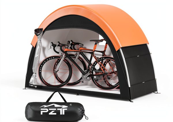 Bike Tent with Rain Cover by PZT Storage Shed Orange 79x32x65in-0